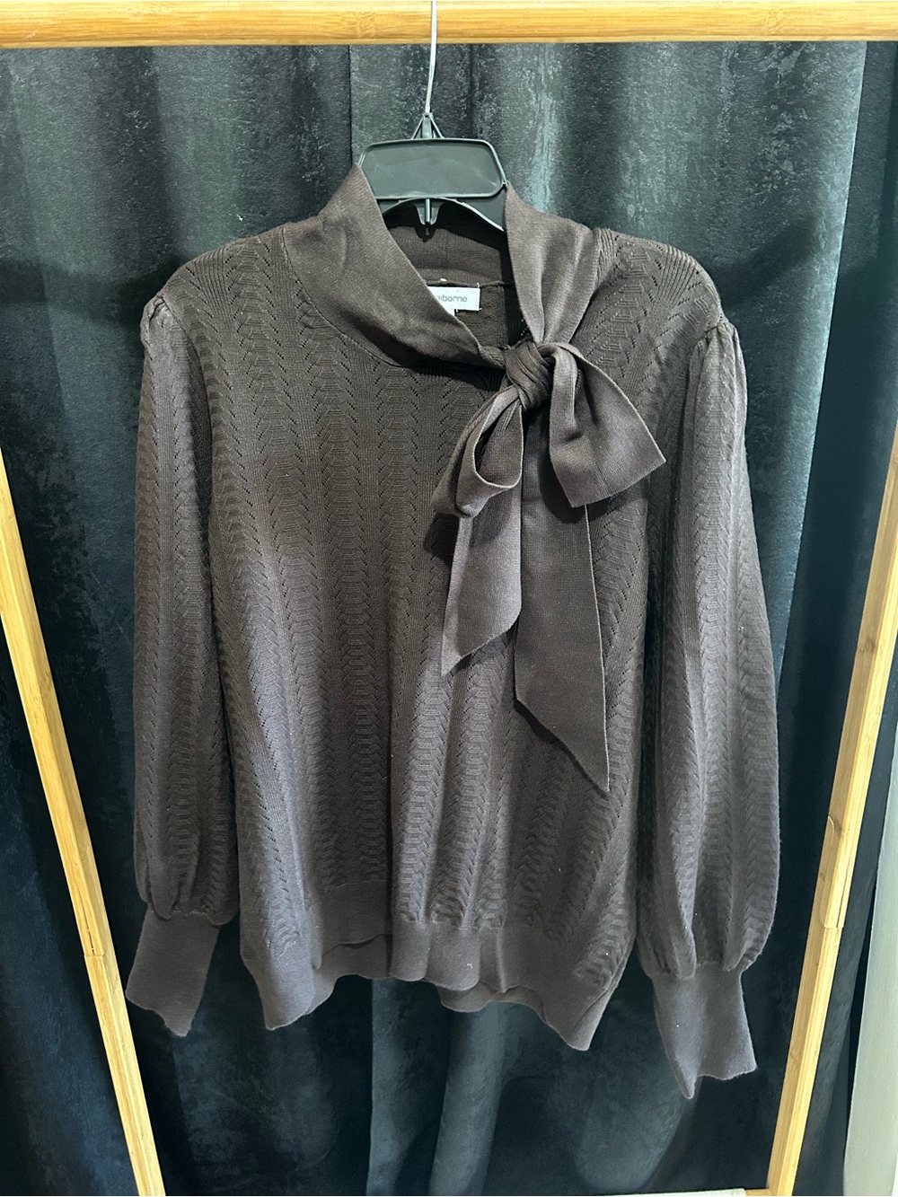 Liz Claiborne Brown Tie-Neck Knit Top